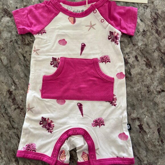 Kyte Baby Shortalls - Baby Girl Seashell Print Shortalls – Size 3-6M | NWT 🐚✨ - Picture 2 of 6